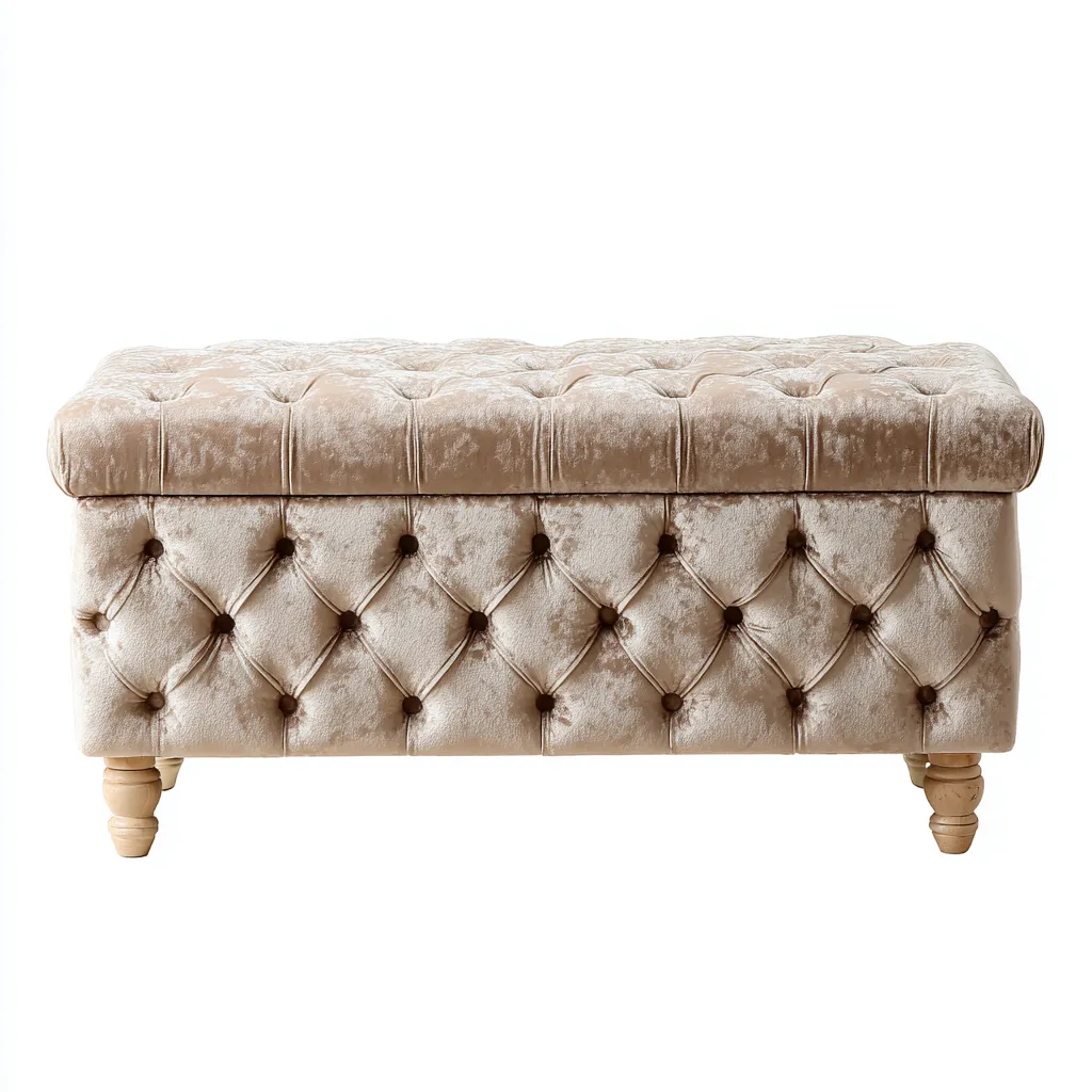 Banc de lit - velours - 100x40x45 cm - beige - style classique-Snugure