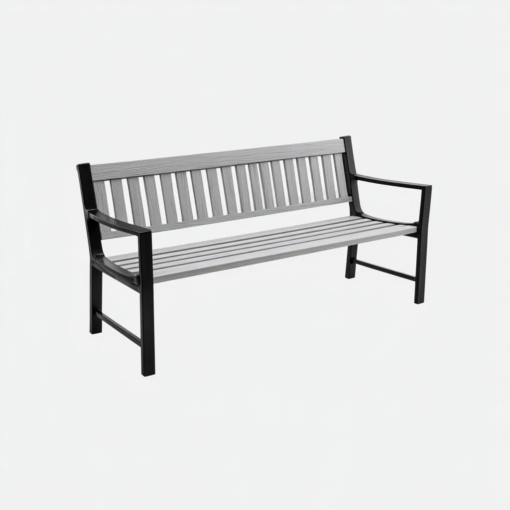 Banc de jardin - métal-bois - 150x60x90 cm - gris-noir - style moderne-Snugure