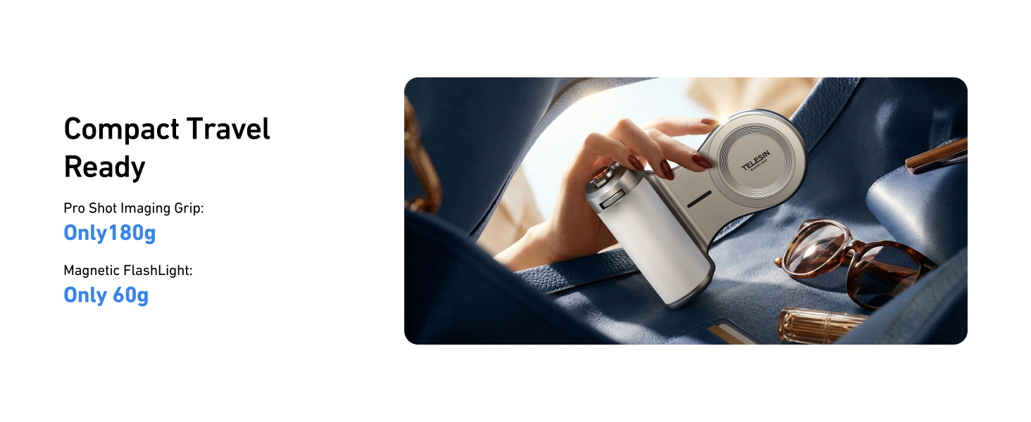 magnetic phone camera grip with selfie light