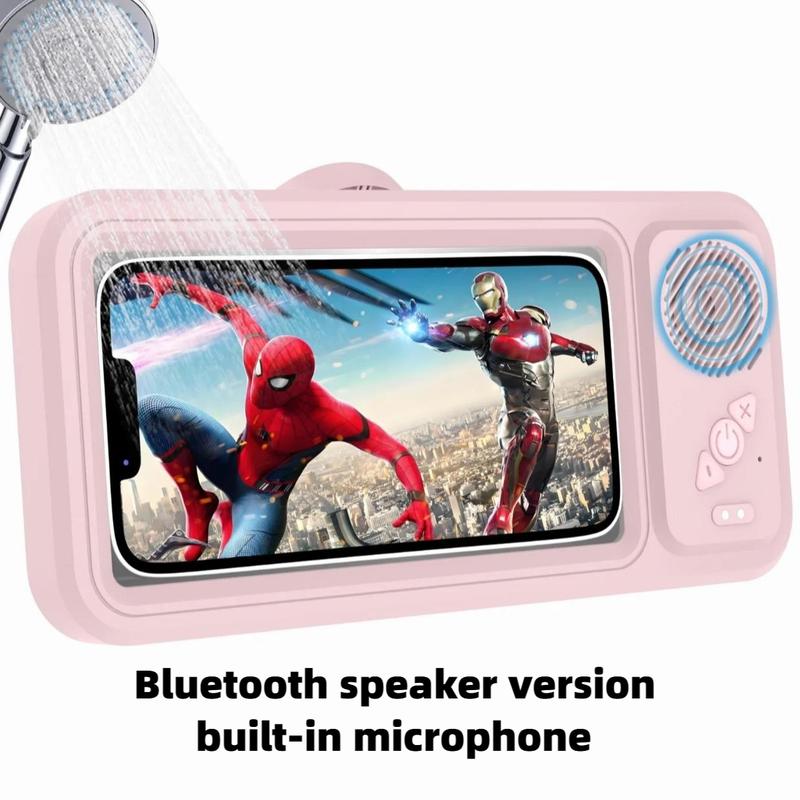 Bathroom shower waterproof phone holder Bluetooth speaker 360°Rotation touch screen mobile phone box watch movie listening music