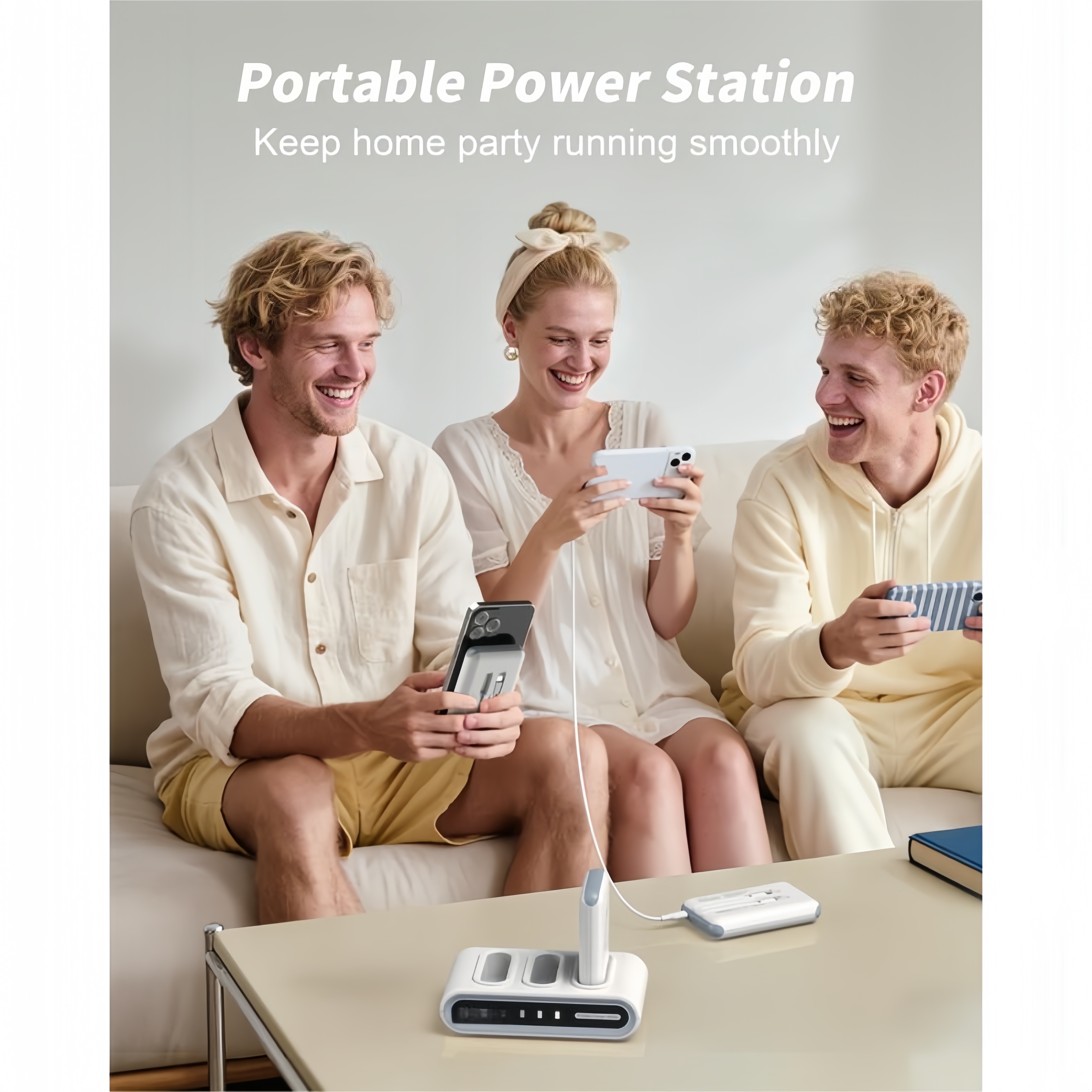 Family Power Hub, Home Power Bank 3-Pack 10000mAh Portable Charger 