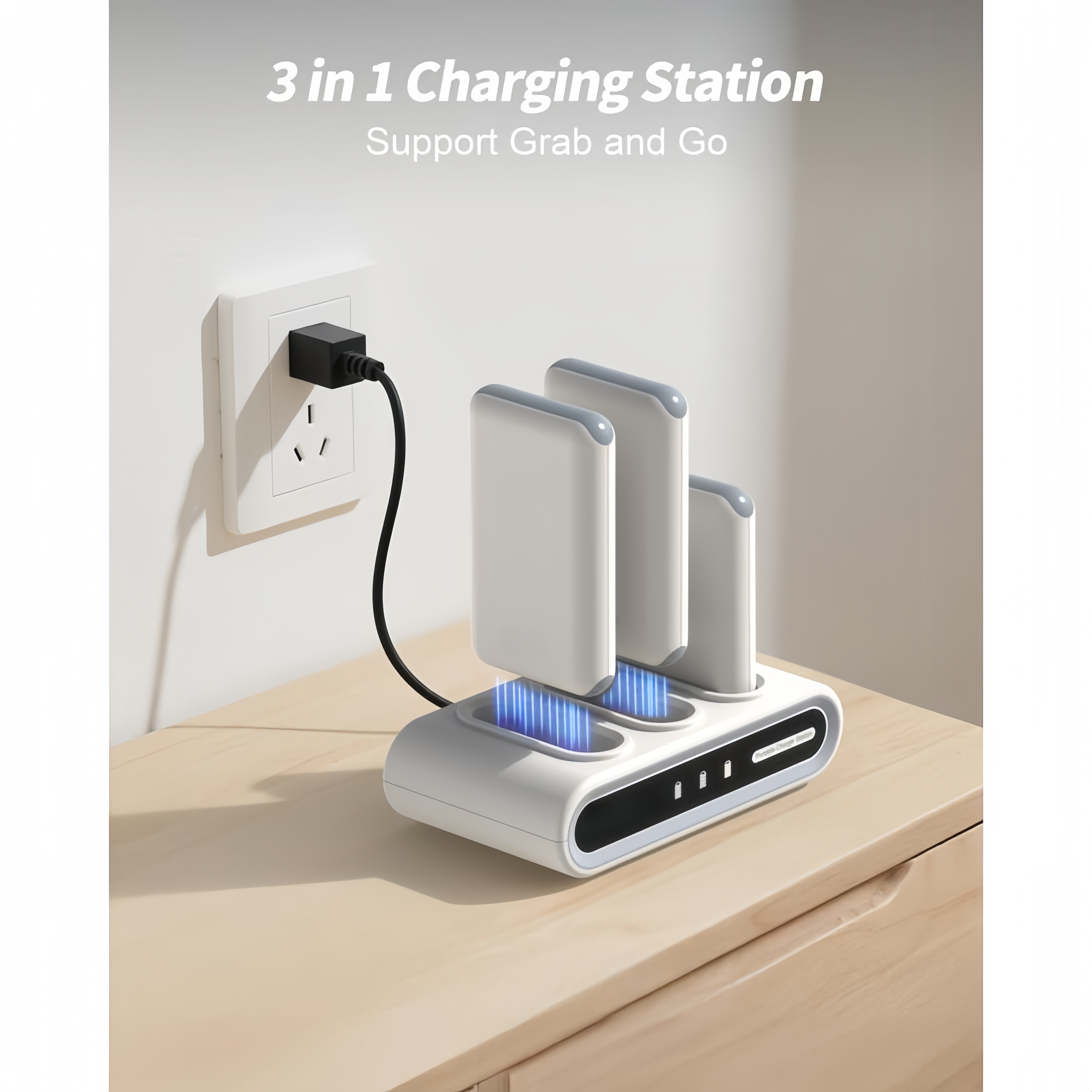 Family Power Hub, Home Power Bank 3-Pack 10000mAh Portable Charger 