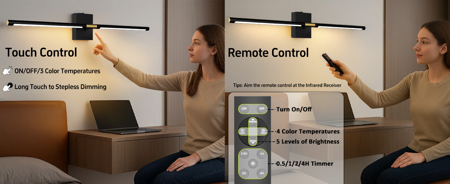 wall sconce with touch and remote control