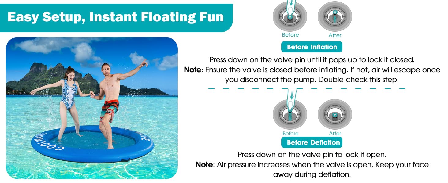 COOLWAVE Water Hammock Inflation - Hand Pump 3 Minutes