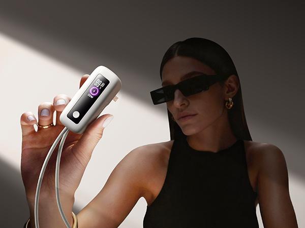 LISEN 3 in 1 Fast Travel Charger, Smart Display Charger, 35W Power Bank with Wall Plug & Built in Cable, Portable Charger Fast Charging, 7000mAh Traveling Essentials for iPhone 17 16 Pro Max iPad Pro