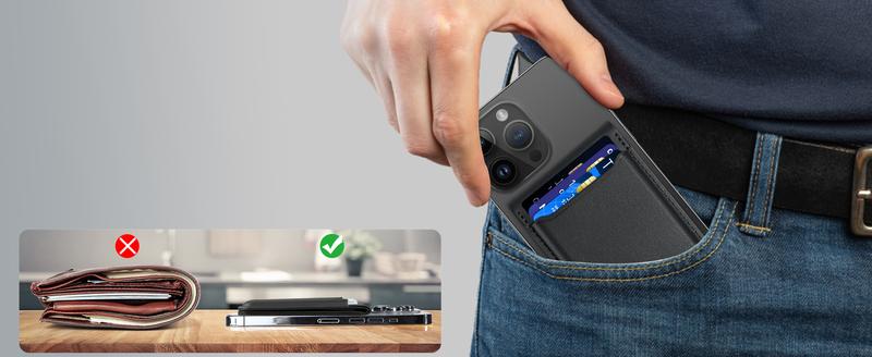 for Magsafe Wallet, for IPhone 16 15/14/13/12 promax plus Series, Works with Findmy，for IPhone Wallet with Adjustable Stand, Wallet Tracker, 6 Cards Holder, Vegan Leather