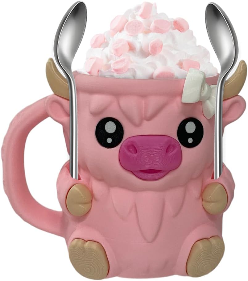 🎉Last Day 60% OFF⏰️Highland Cow Ice Cream Pint Holder, Reusable Ice Cream Pint Sleeve with Antifreeze Handle & Spoon, Cute Cow Themed Cooler for Dessert, Popsicle, Beer Can, Funny Highland Cow Gifts & Cream Lovers