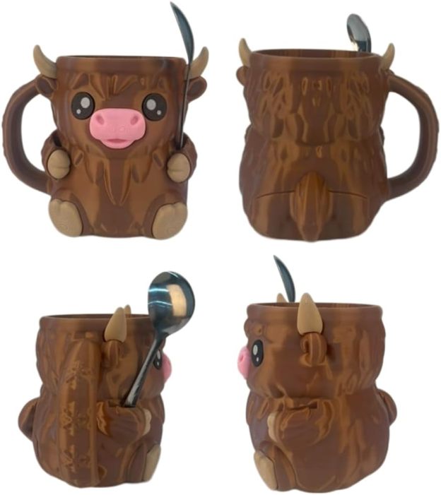 🎉Last Day 60% OFF⏰️Highland Cow Ice Cream Pint Holder, Reusable Ice Cream Pint Sleeve with Antifreeze Handle & Spoon, Cute Cow Themed Cooler for Dessert, Popsicle, Beer Can, Funny Highland Cow Gifts & Cream Lovers