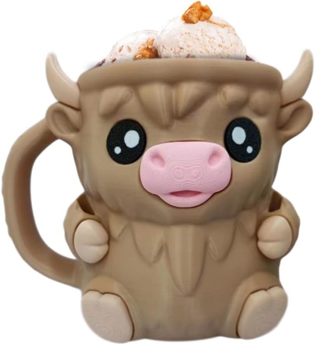 🎉Last Day 60% OFF⏰️Highland Cow Ice Cream Pint Holder, Reusable Ice Cream Pint Sleeve with Antifreeze Handle & Spoon, Cute Cow Themed Cooler for Dessert, Popsicle, Beer Can, Funny Highland Cow Gifts & Cream Lovers