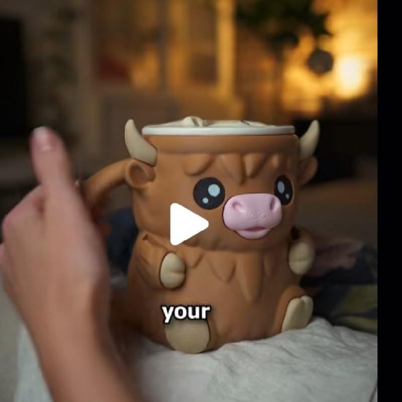 🎉Last Day 60% OFF⏰️Highland Cow Ice Cream Pint Holder, Reusable Ice Cream Pint Sleeve with Antifreeze Handle & Spoon, Cute Cow Themed Cooler for Dessert, Popsicle, Beer Can, Funny Highland Cow Gifts & Cream Lovers