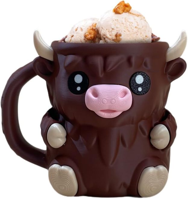 🎉Last Day 60% OFF⏰️Highland Cow Ice Cream Pint Holder, Reusable Ice Cream Pint Sleeve with Antifreeze Handle & Spoon, Cute Cow Themed Cooler for Dessert, Popsicle, Beer Can, Funny Highland Cow Gifts & Cream Lovers