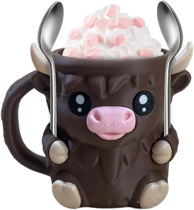 🎉Last Day 60% OFF⏰️Highland Cow Ice Cream Pint Holder, Reusable Ice Cream Pint Sleeve with Antifreeze Handle & Spoon, Cute Cow Themed Cooler for Dessert, Popsicle, Beer Can, Funny Highland Cow Gifts & Cream Lovers