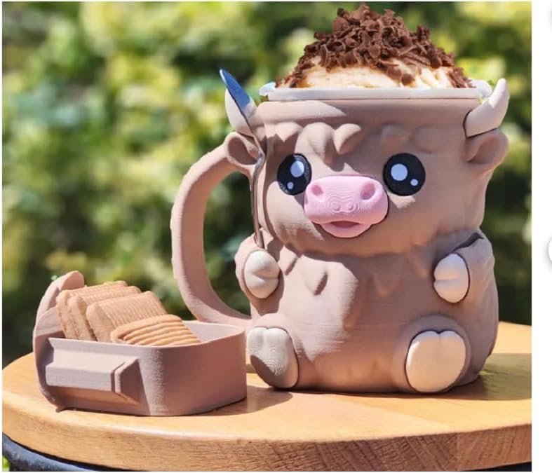 🎉Last Day 60% OFF⏰️Highland Cow Ice Cream Pint Holder, Reusable Ice Cream Pint Sleeve with Antifreeze Handle & Spoon, Cute Cow Themed Cooler for Dessert, Popsicle, Beer Can, Funny Highland Cow Gifts & Cream Lovers