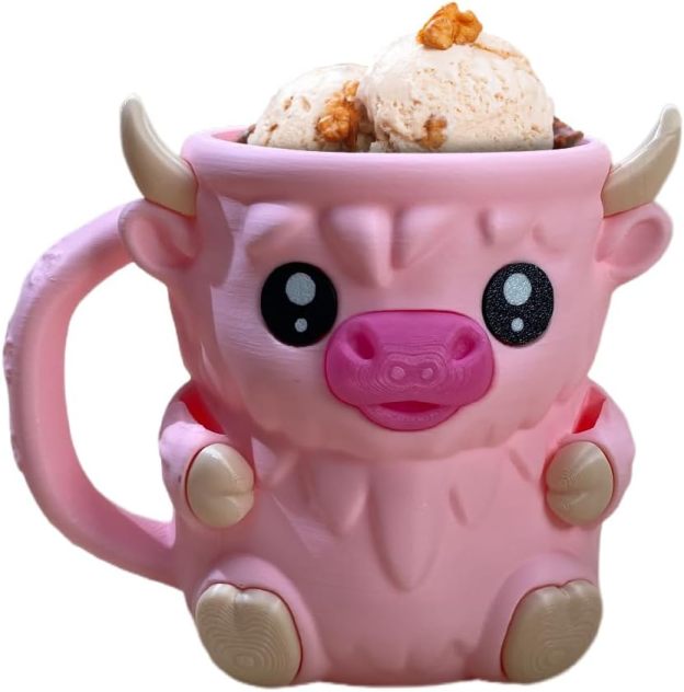 🎉Last Day 60% OFF⏰️Highland Cow Ice Cream Pint Holder, Reusable Ice Cream Pint Sleeve with Antifreeze Handle & Spoon, Cute Cow Themed Cooler for Dessert, Popsicle, Beer Can, Funny Highland Cow Gifts & Cream Lovers