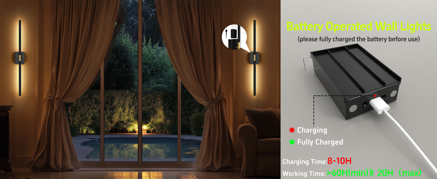 rechargeable battery sconce