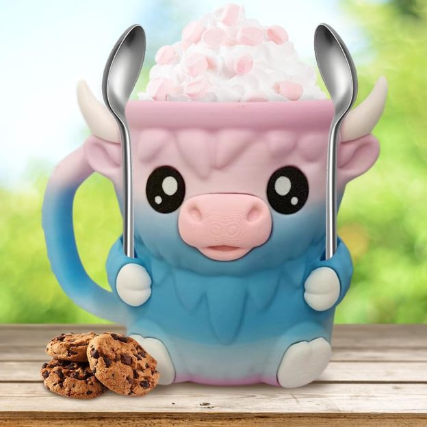🎉Last Day 60% OFF⏰️Highland Cow Ice Cream Pint Holder, Reusable Ice Cream Pint Sleeve with Antifreeze Handle & Spoon, Cute Cow Themed Cooler for Dessert, Popsicle, Beer Can, Funny Highland Cow Gifts & Cream Lovers