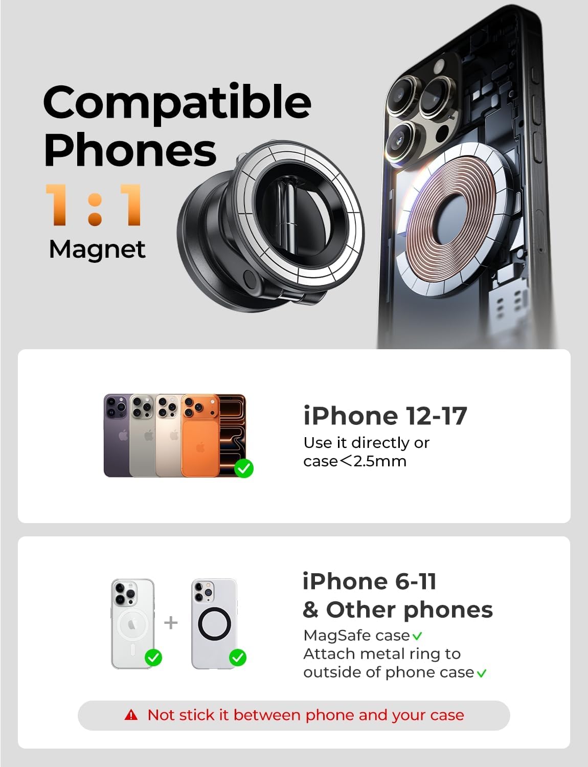 Magnetic Phone Holders for Your Car, Magnet Vacuum Phone Mount