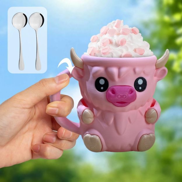 🎉Last Day 60% OFF⏰️Highland Cow Ice Cream Pint Holder, Reusable Ice Cream Pint Sleeve with Antifreeze Handle & Spoon, Cute Cow Themed Cooler for Dessert, Popsicle, Beer Can, Funny Highland Cow Gifts & Cream Lovers