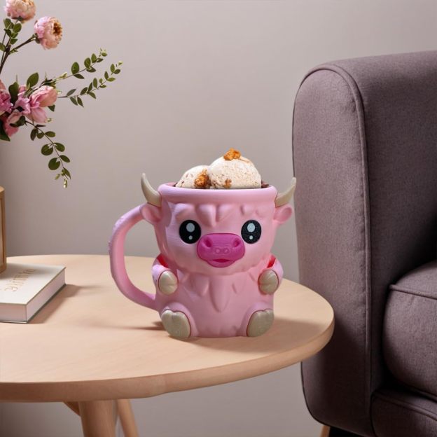 🎉Last Day 60% OFF⏰️Highland Cow Ice Cream Pint Holder, Reusable Ice Cream Pint Sleeve with Antifreeze Handle & Spoon, Cute Cow Themed Cooler for Dessert, Popsicle, Beer Can, Funny Highland Cow Gifts & Cream Lovers