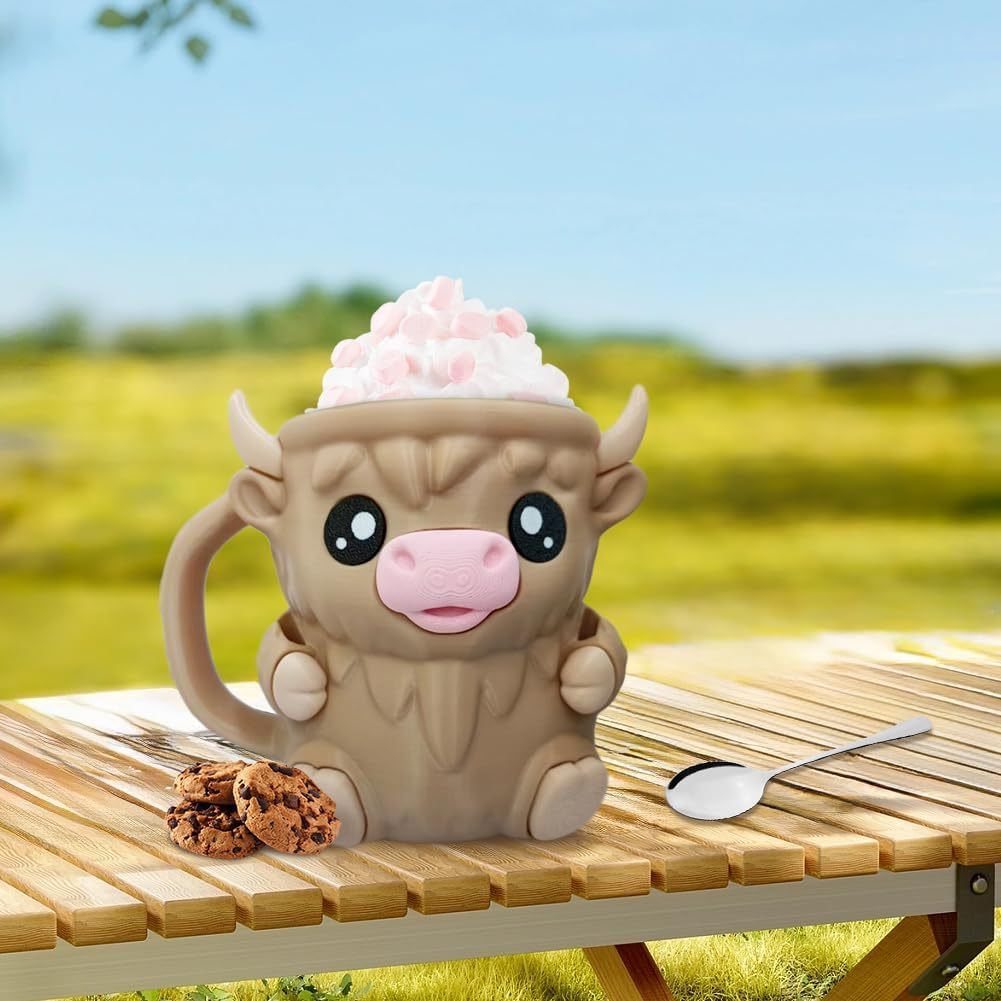 🎉Last Day 60% OFF⏰️Highland Cow Ice Cream Pint Holder, Reusable Ice Cream Pint Sleeve with Antifreeze Handle & Spoon, Cute Cow Themed Cooler for Dessert, Popsicle, Beer Can, Funny Highland Cow Gifts & Cream Lovers