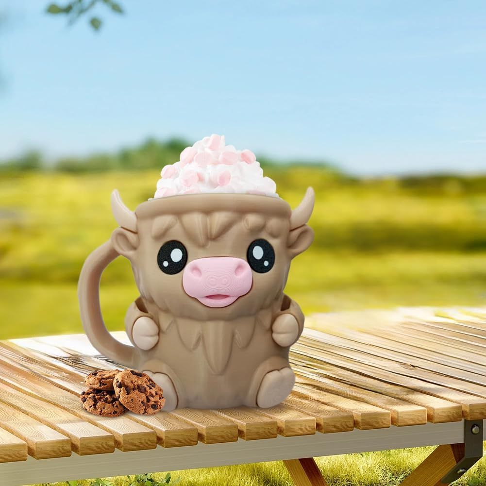 🎉Last Day 60% OFF⏰️Highland Cow Ice Cream Pint Holder, Reusable Ice Cream Pint Sleeve with Antifreeze Handle & Spoon, Cute Cow Themed Cooler for Dessert, Popsicle, Beer Can, Funny Highland Cow Gifts & Cream Lovers