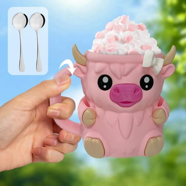 🎉Last Day 60% OFF⏰️Highland Cow Ice Cream Pint Holder, Reusable Ice Cream Pint Sleeve with Antifreeze Handle & Spoon, Cute Cow Themed Cooler for Dessert, Popsicle, Beer Can, Funny Highland Cow Gifts & Cream Lovers