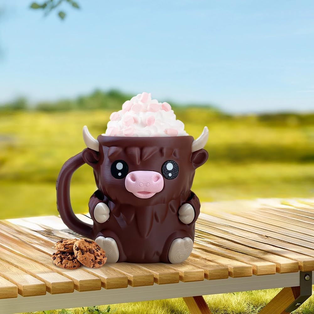 🎉Last Day 60% OFF⏰️Highland Cow Ice Cream Pint Holder, Reusable Ice Cream Pint Sleeve with Antifreeze Handle & Spoon, Cute Cow Themed Cooler for Dessert, Popsicle, Beer Can, Funny Highland Cow Gifts & Cream Lovers
