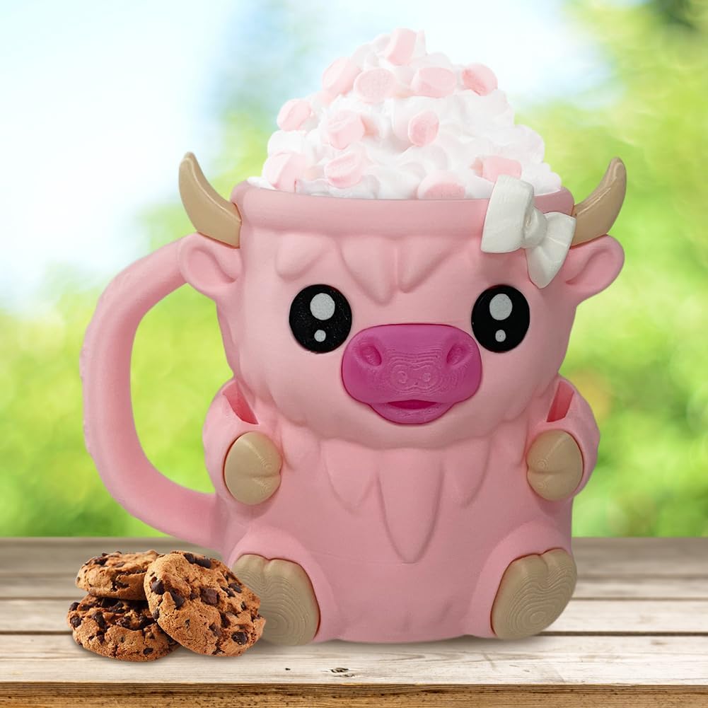 🎉Last Day 60% OFF⏰️Highland Cow Ice Cream Pint Holder, Reusable Ice Cream Pint Sleeve with Antifreeze Handle & Spoon, Cute Cow Themed Cooler for Dessert, Popsicle, Beer Can, Funny Highland Cow Gifts & Cream Lovers