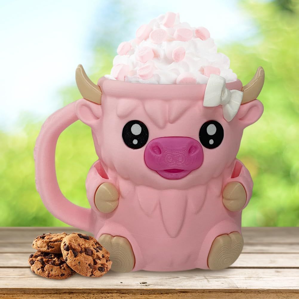 🎉Last Day 60% OFF⏰️Highland Cow Ice Cream Pint Holder, Reusable Ice Cream Pint Sleeve with Antifreeze Handle & Spoon, Cute Cow Themed Cooler for Dessert, Popsicle, Beer Can, Funny Highland Cow Gifts & Cream Lovers