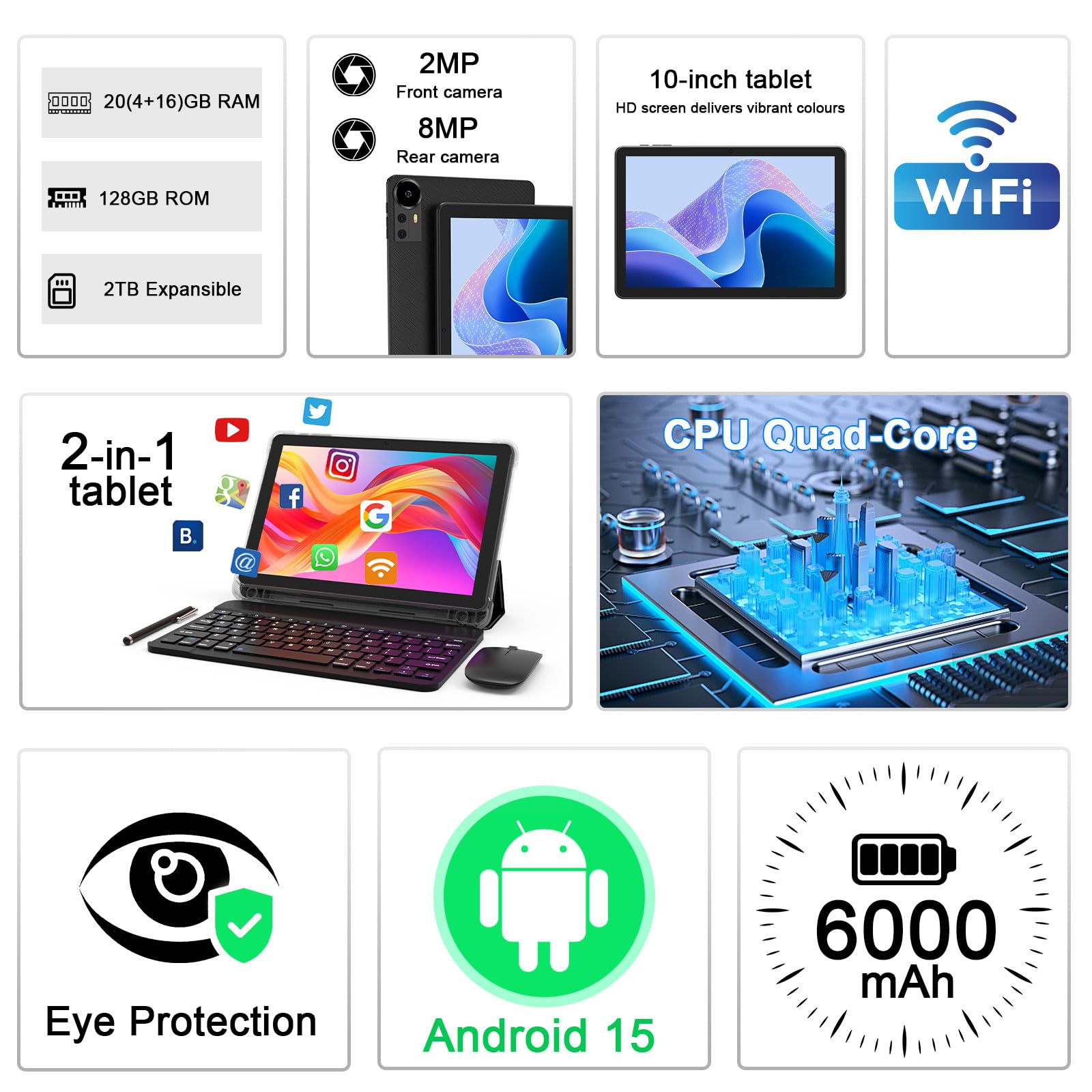 2-in-1 Android Tablet Set | 10" HD Screen + Keyboard & Mouse 💻