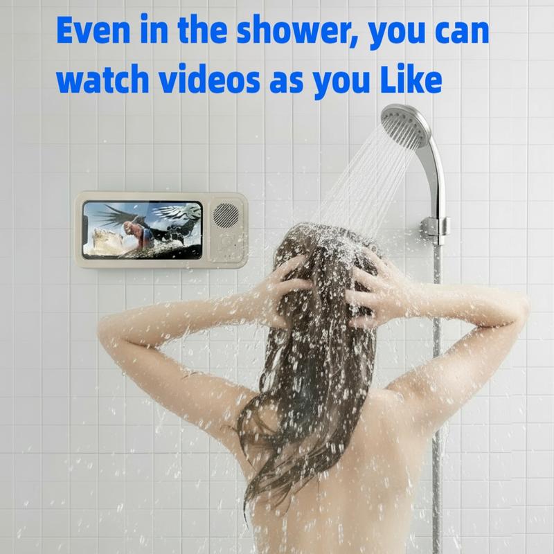 Bathroom shower waterproof phone holder Bluetooth speaker 360&deg;Rotation touch screen mobile phone box watch movie listening music