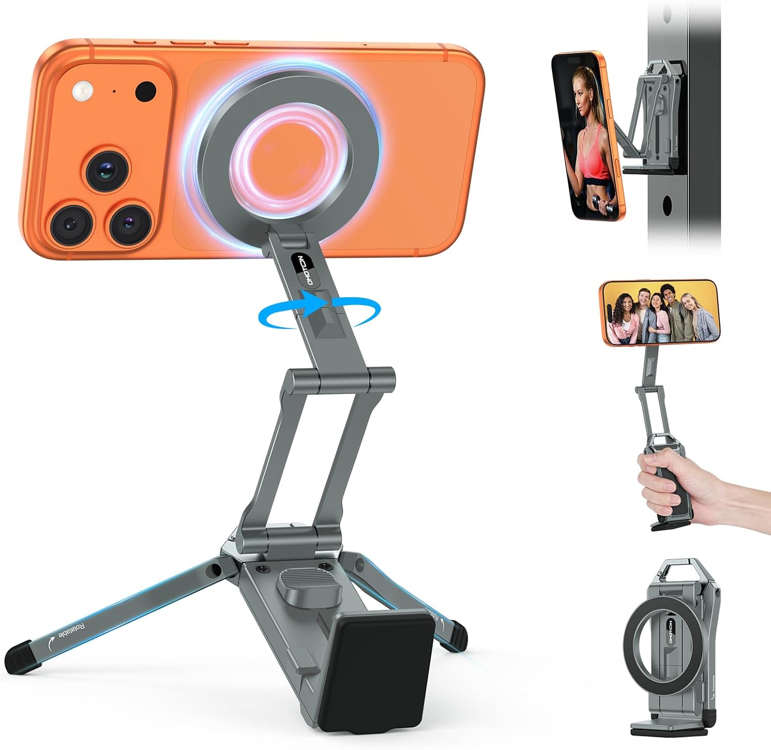 Magnetic Phone Tripod Stand - Foldable Travel Mount with 360 Rotating Shaft
