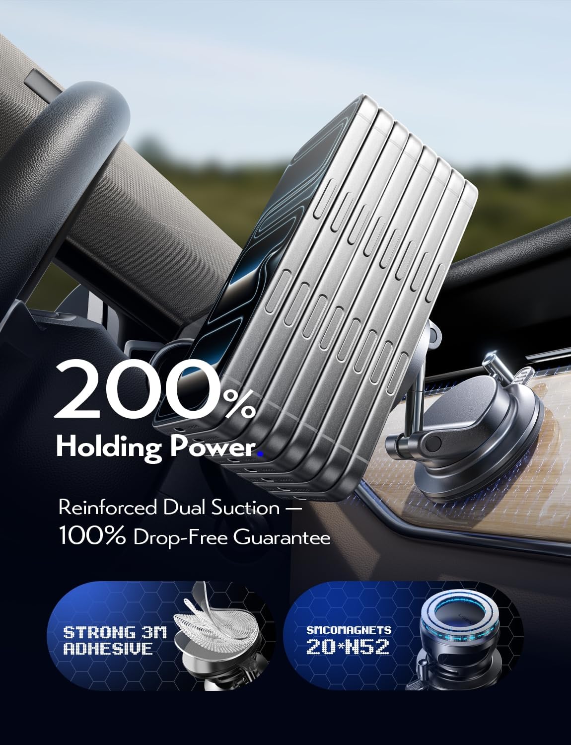 Vacuum Magnetic Phone Charger, Fast Wireless Car Charger