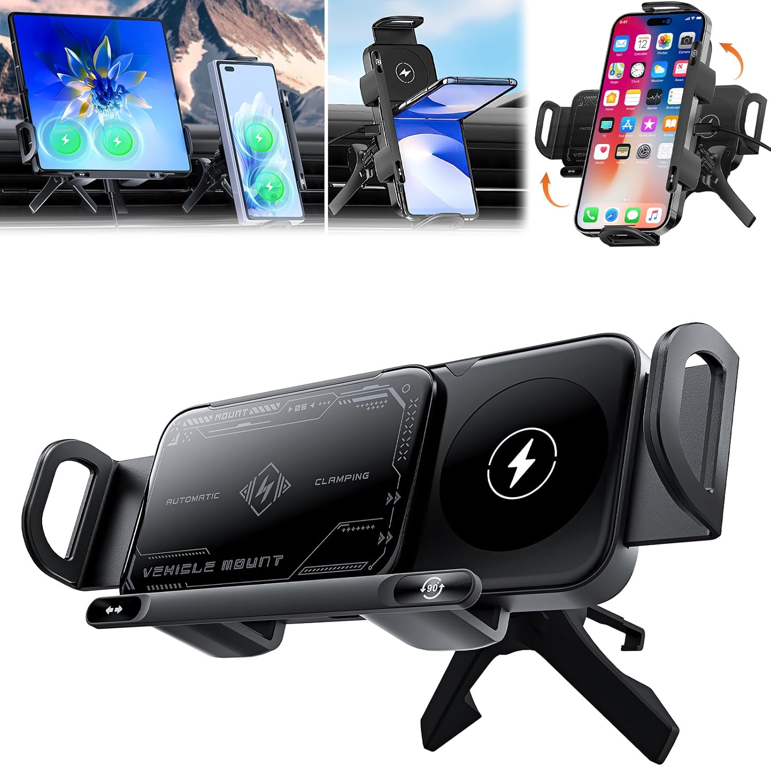 High Intelligent Mobile Phone/Pad Holder,2 in 1 Auto Rotating Phone Holder