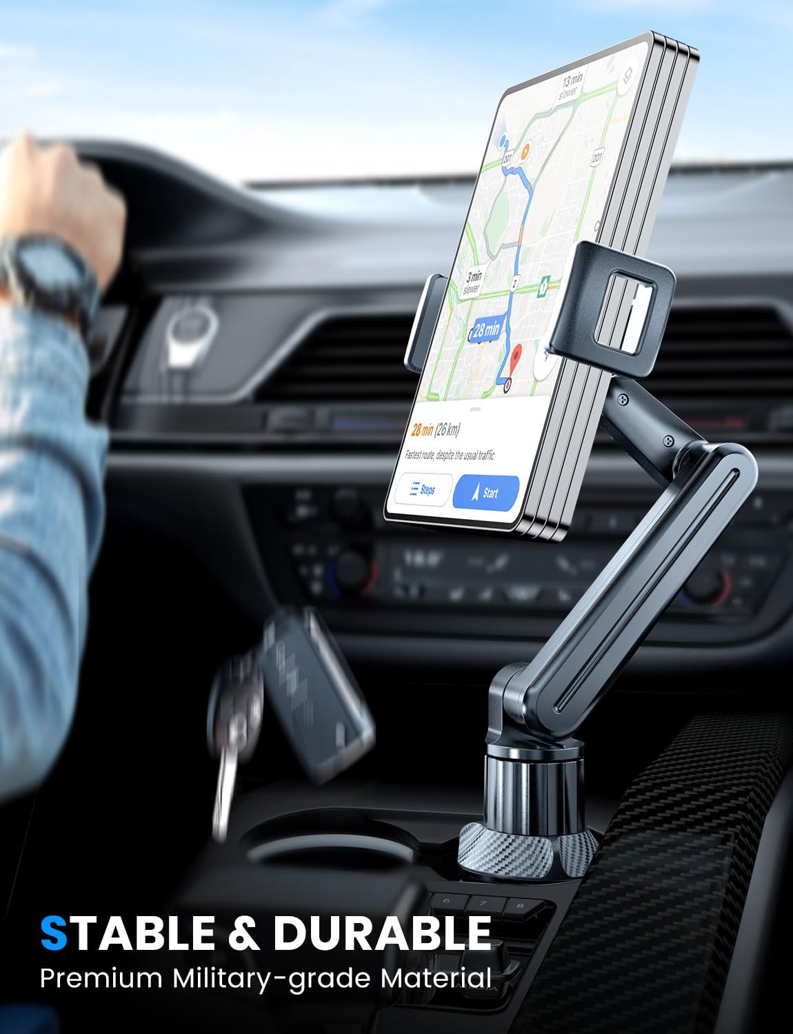 Tablet Holder for Car - iPad Cup Holder Car Mount 