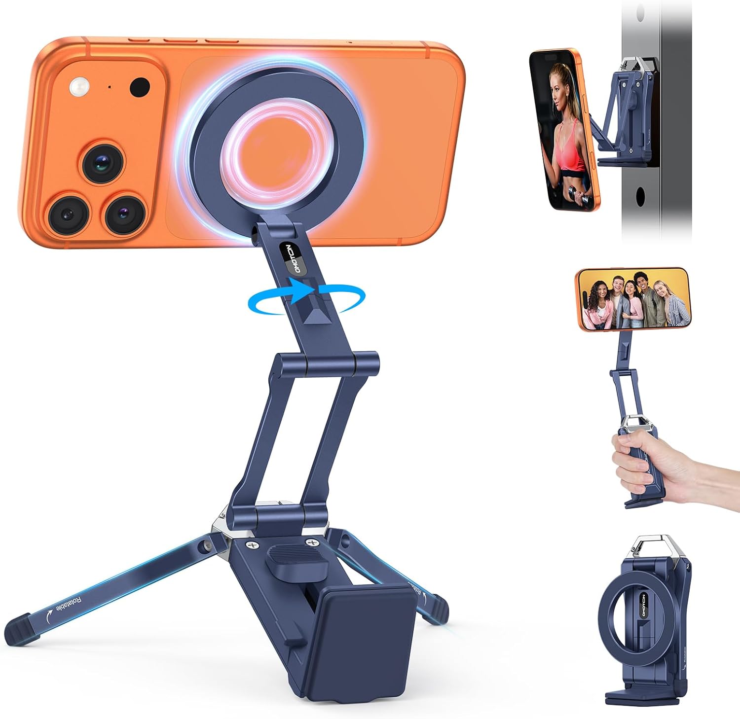Magnetic Phone Tripod Stand - Foldable Travel Mount with 360 Rotating Shaft
