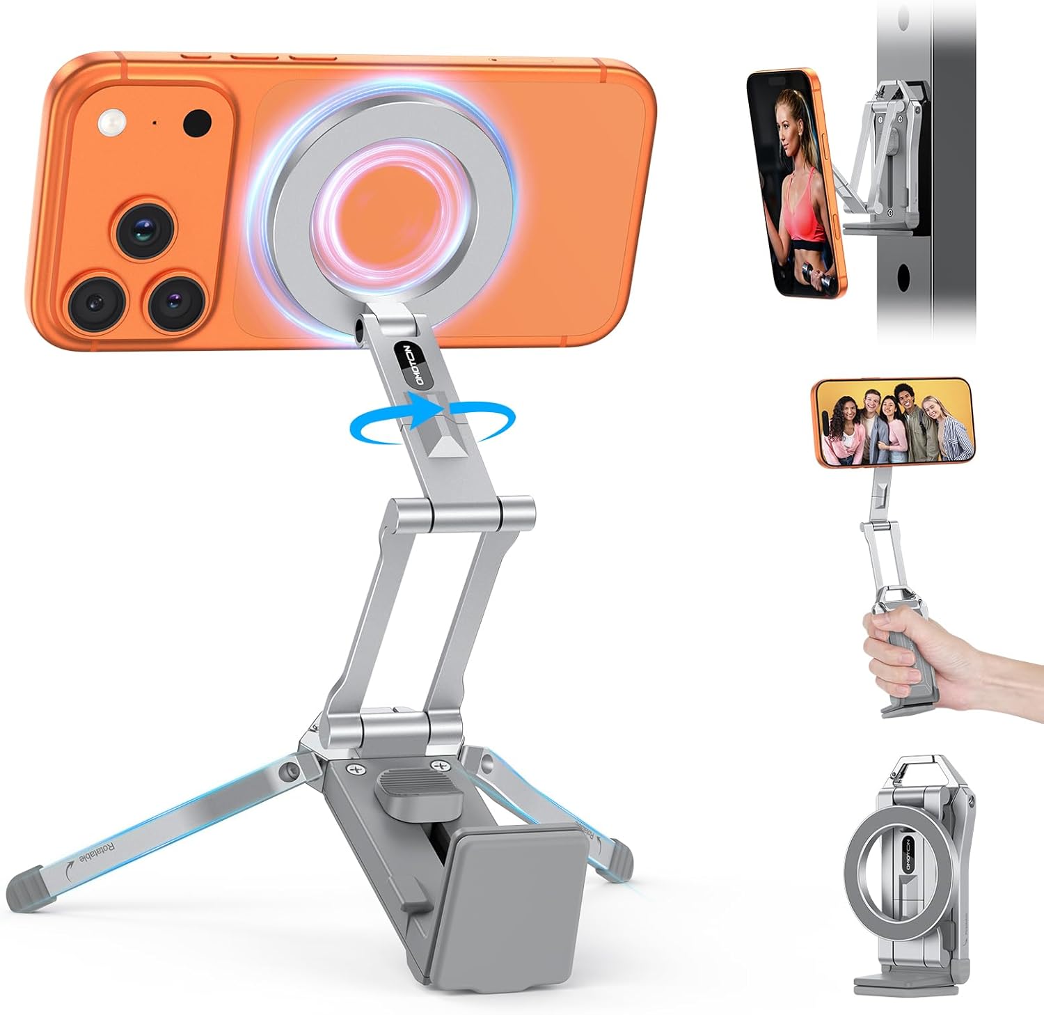 Magnetic Phone Tripod Stand - Foldable Travel Mount with 360 Rotating Shaft