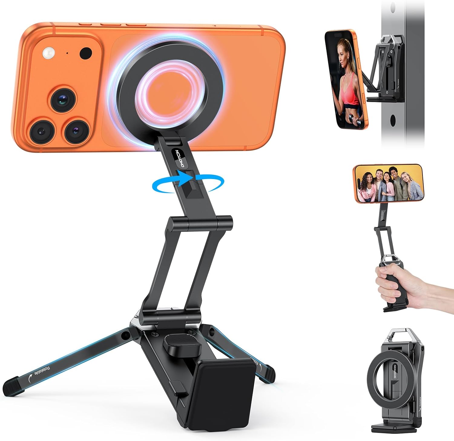 Magnetic Phone Tripod Stand - Foldable Travel Mount with 360 Rotating Shaft