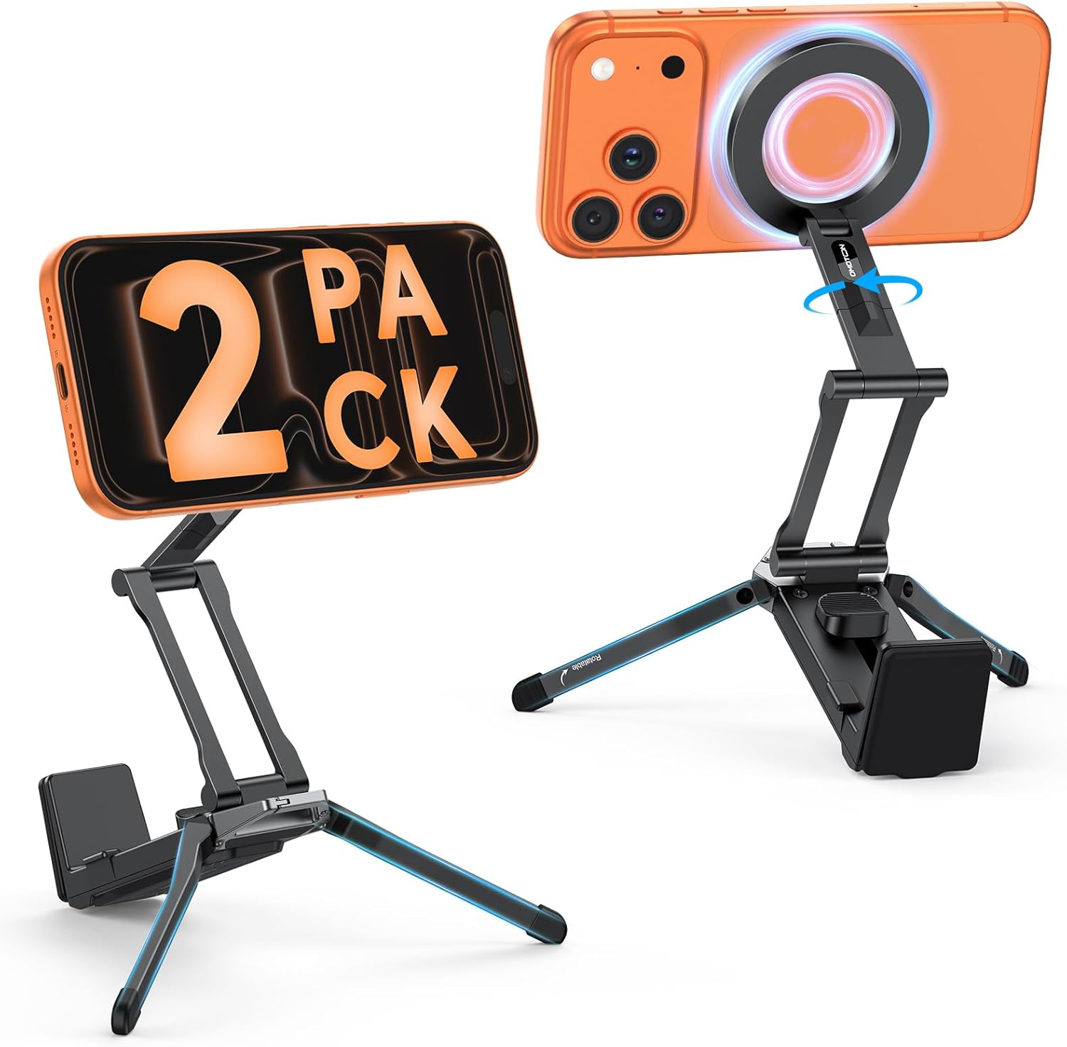 Magnetic Phone Tripod Stand - Foldable Travel Mount with 360 Rotating Shaft