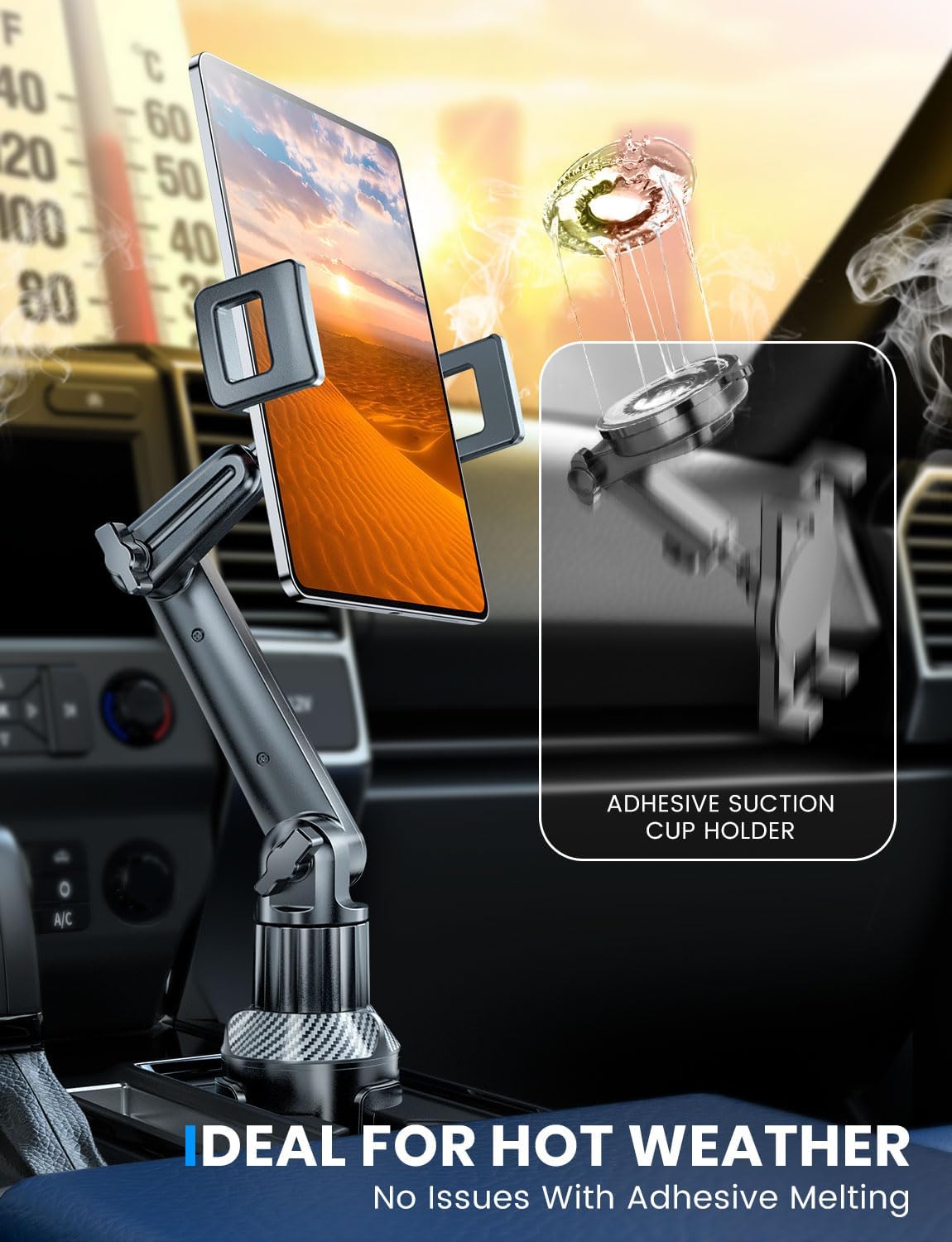 Tablet Holder for Car - iPad Cup Holder Car Mount 
