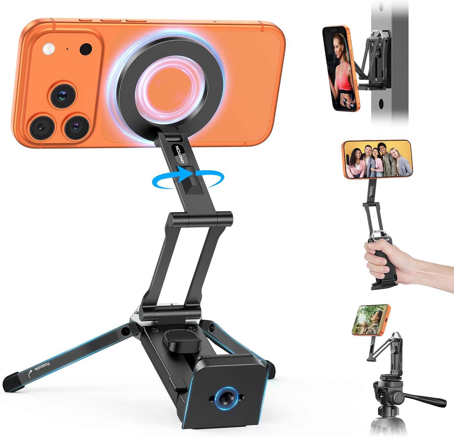 Magnetic Phone Tripod Stand - Foldable Travel Mount with 360 Rotating Shaft