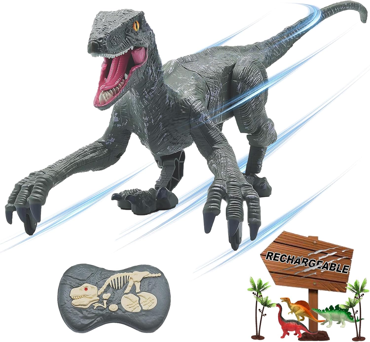 ⏰ LAST DAY 60% OFF 💥 Remote Control Dinosaur Jurassic T Rex Toys for Boys Electronic RC Spray Raptor Walking Roaring Tyrannosaurus Rex Realistic 18.1" Rechargeable Birthday Gift for Kids Girls 3 4 5 6 7
