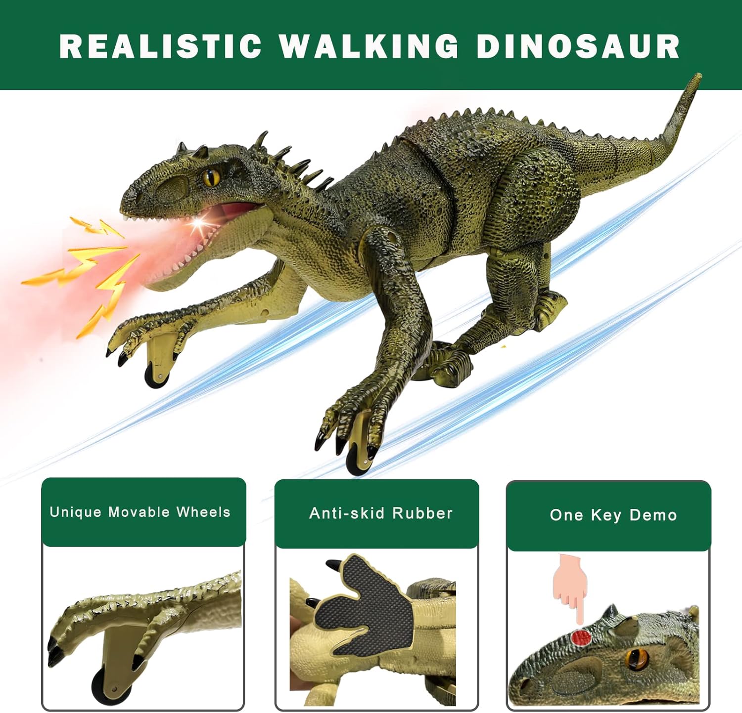 ⏰ LAST DAY 60% OFF 💥 Remote Control Dinosaur Jurassic T Rex Toys for Boys Electronic RC Spray Raptor Walking Roaring Tyrannosaurus Rex Realistic 18.1" Rechargeable Birthday Gift for Kids Girls 3 4 5 6 7