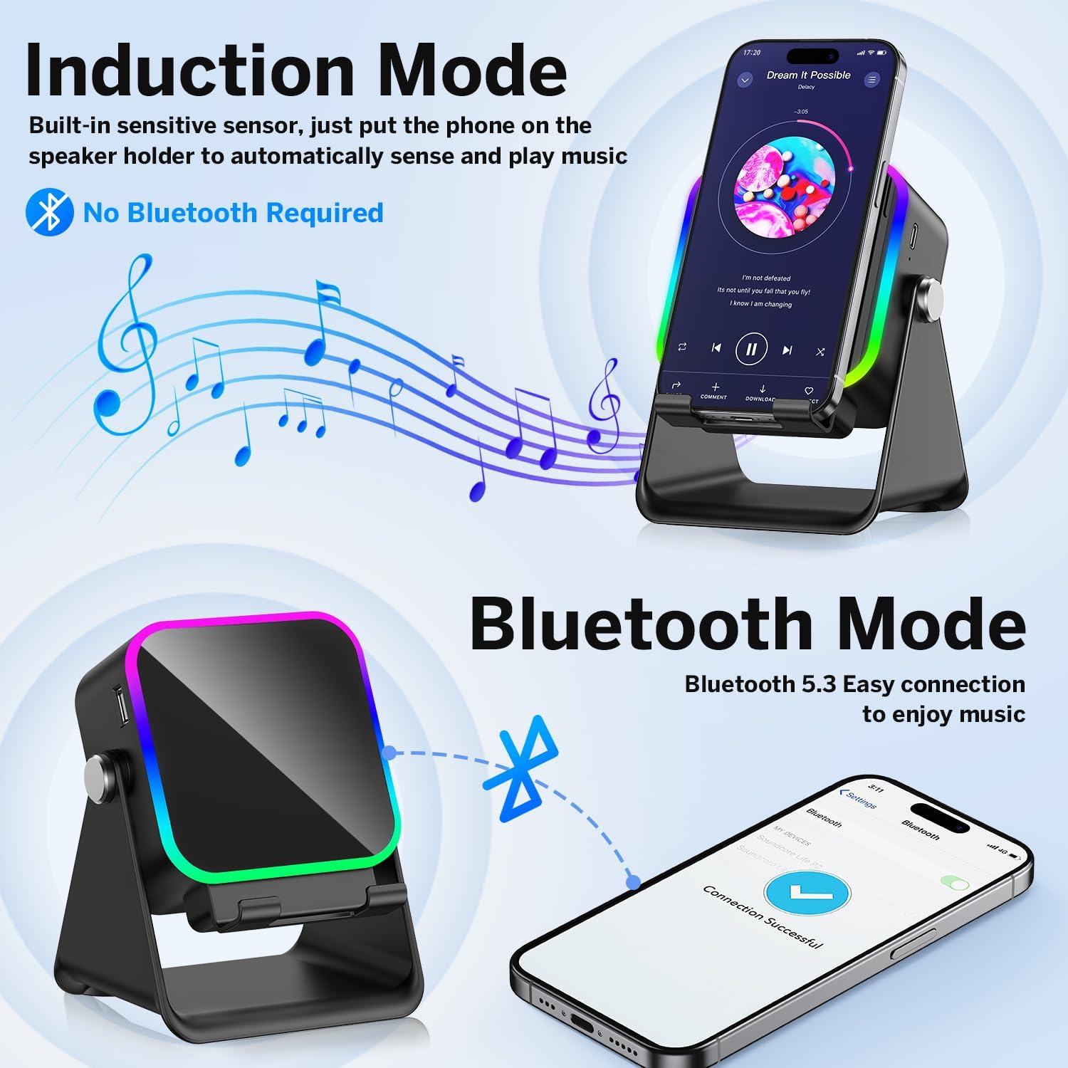 5-in-1 Induction Speaker | No Bluetooth Needed Phone Stand 🎵