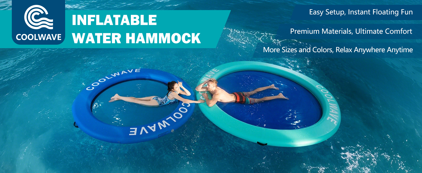 COOLWAVE Inflatable Water Hammock 6FT Blue Overview
