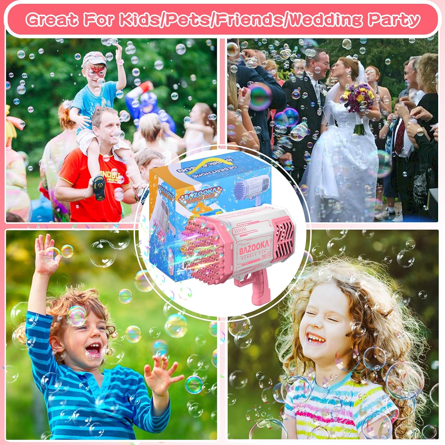 Bubble Gun, 69 Holes Bubble Machine Bubbles Kids Toys