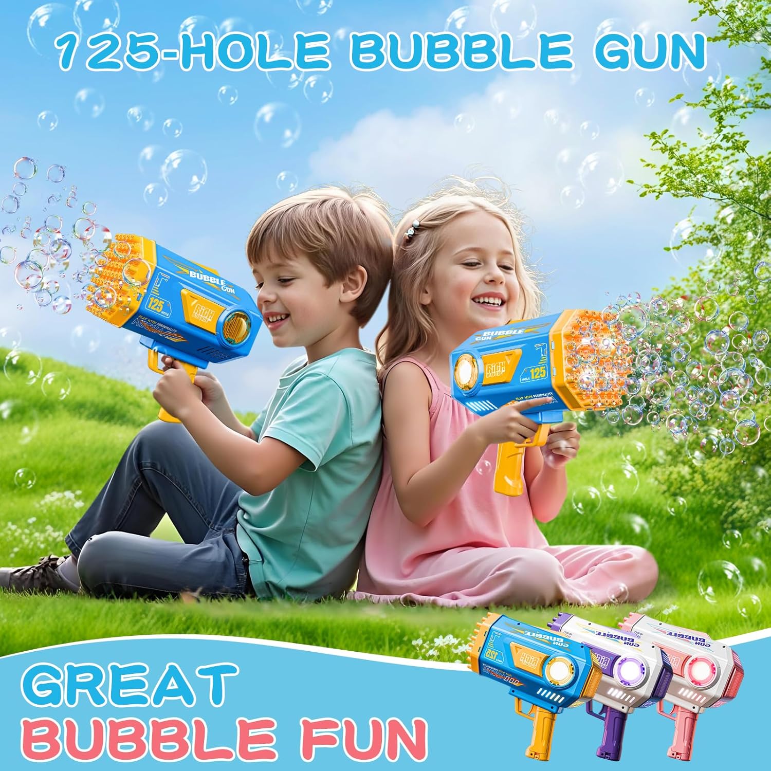 Bubble Gun, 69 Holes Bubble Machine Bubbles Kids Toys