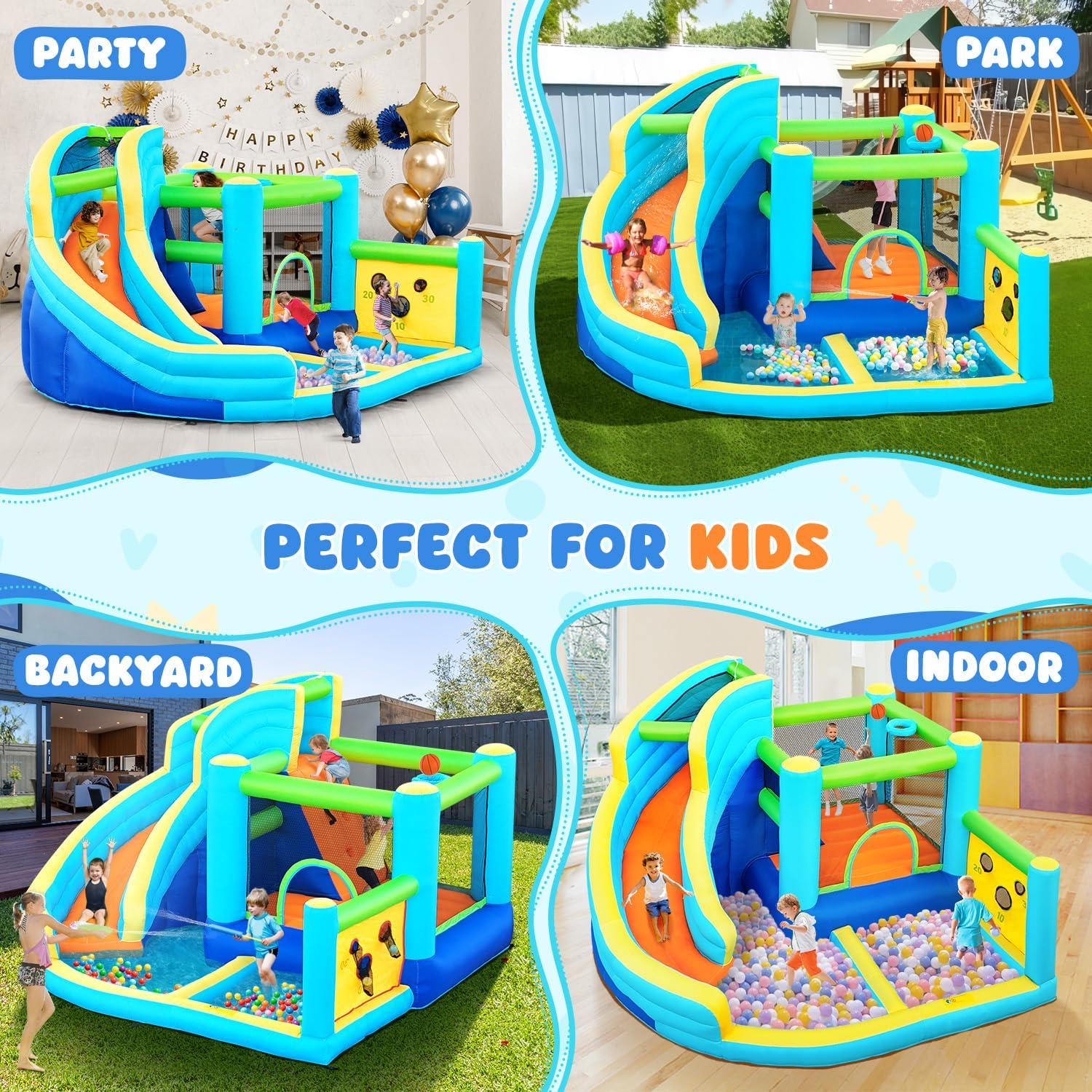 Inflatable Water Park & Bouncy Castle | Outdoor Kids Playhouse 🏰
