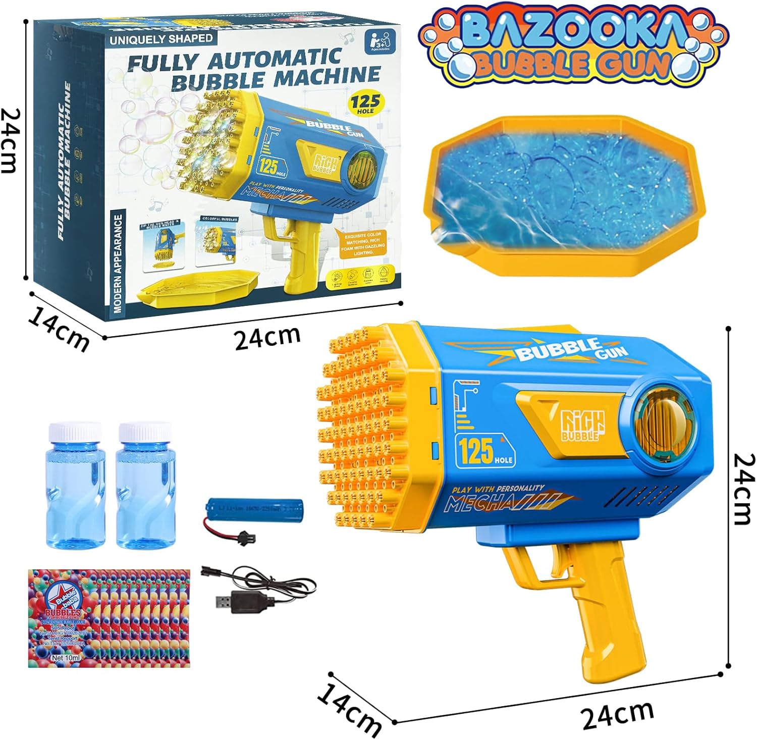 Bubble Gun, 69 Holes Bubble Machine Bubbles Kids Toys
