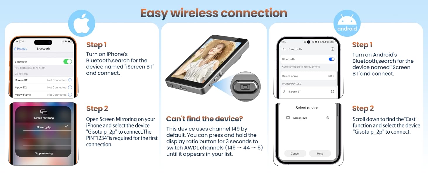 Magnetic Phone Vlog Selfie Screen with 1800mAh Battery&amp;amp;Bluetooth Remote